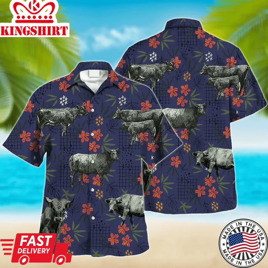 Charolais Cow Trendy Hawaiian Shirt, Animal Trendy Hawaiian Shirts, Farmer Shirt For Men And Women