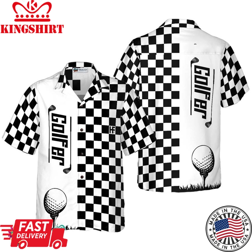 Checkerboard Style Golfer Hawaiian Shirt