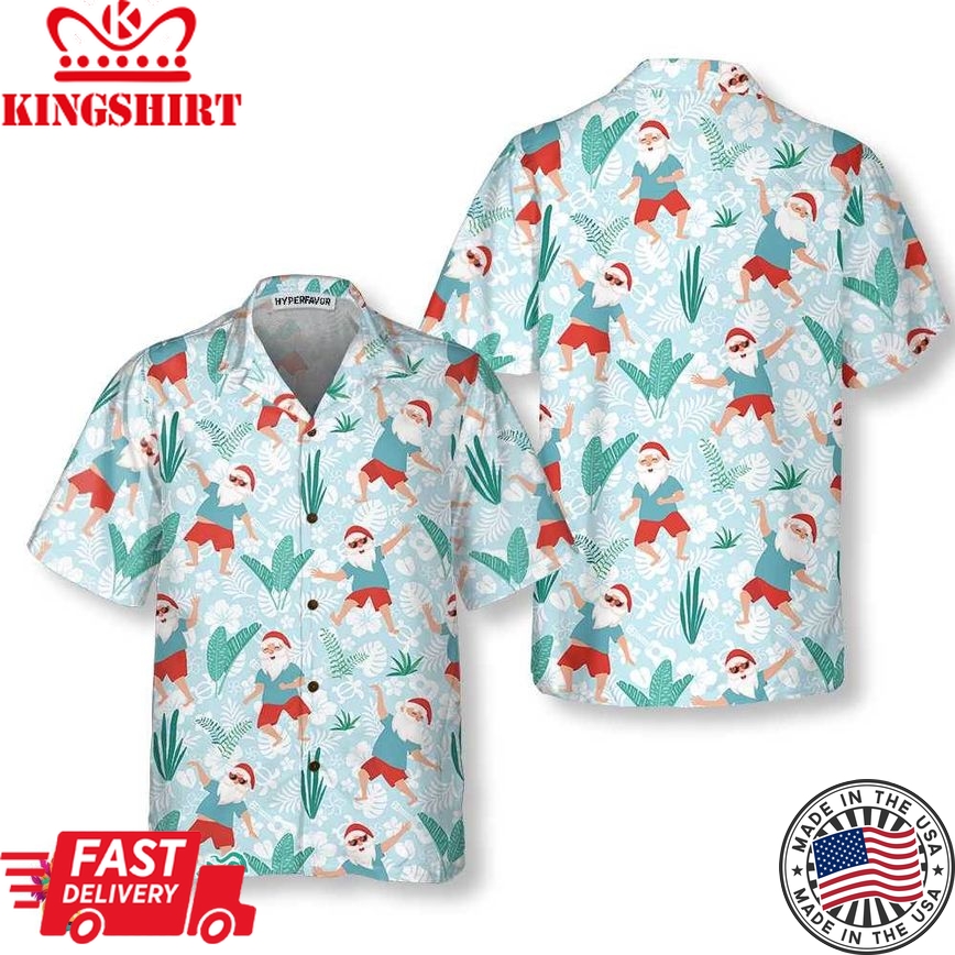 Cheerful Dancing Santa Christmas Hawaiian Shirt, Funny Christmas Santa Shirt, Gift For Christmas