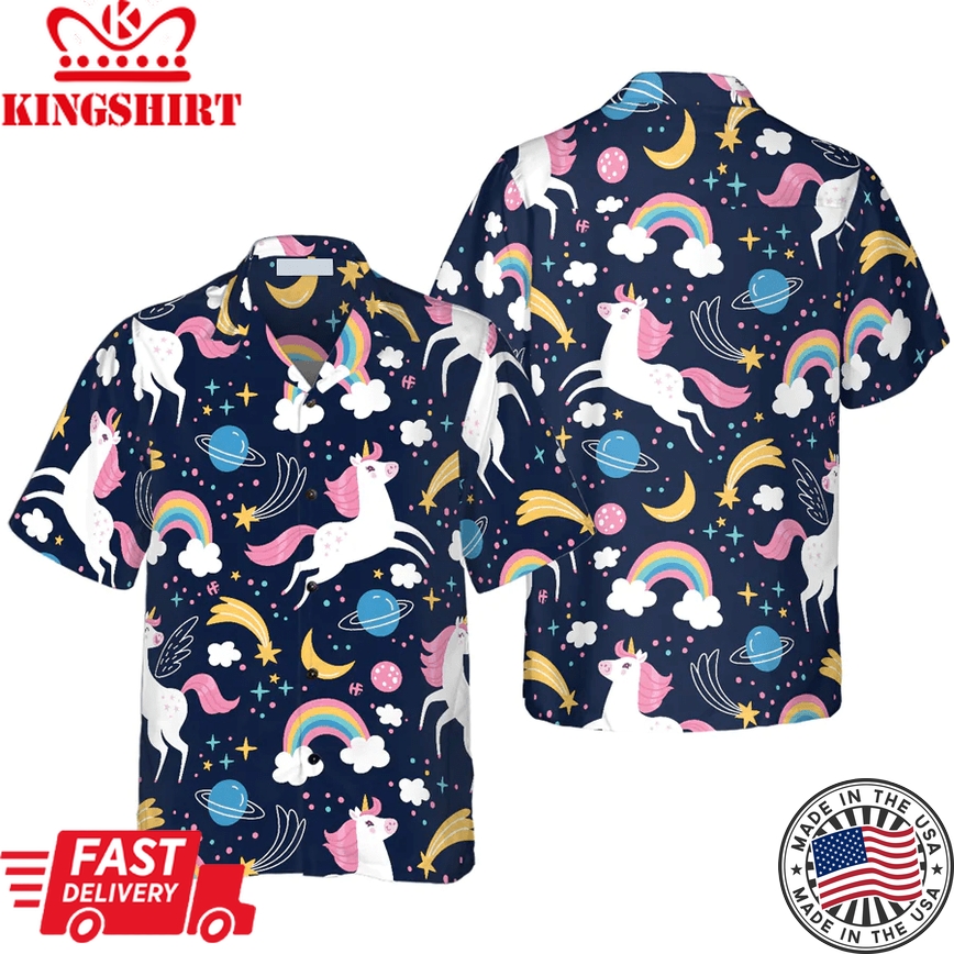 Cheerful Unicorn Trendy Hawaiian Shirt, Summer Trendy Hawaiian Shirt For Men And Women