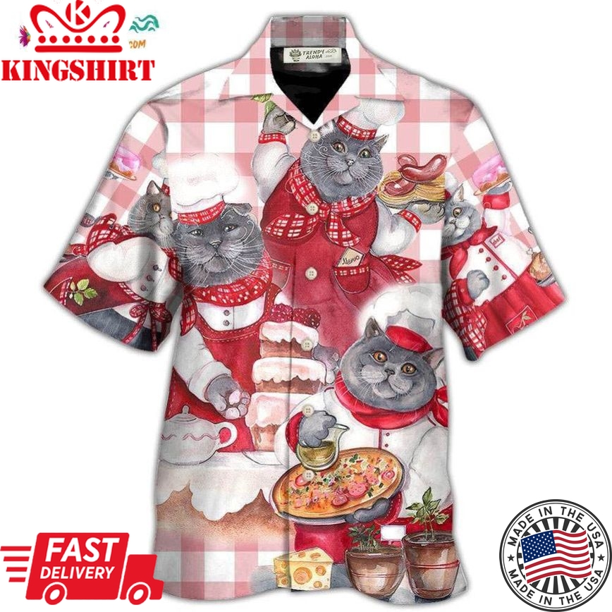 Chef Cute Black Cat Cooking Hawaiian Shirt