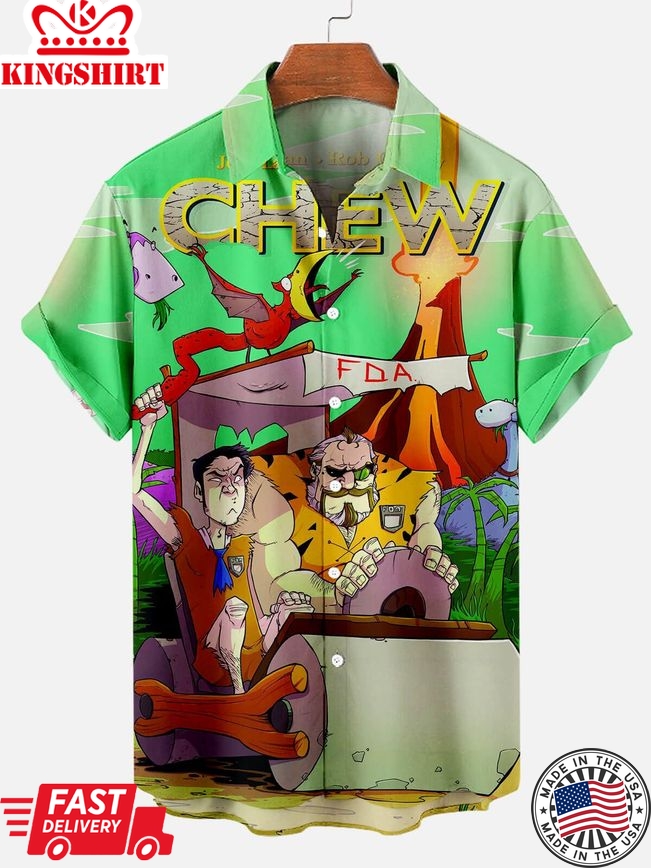 Chew Cartoon Men's Short Sleeve Aloha Hawaiian Shirt