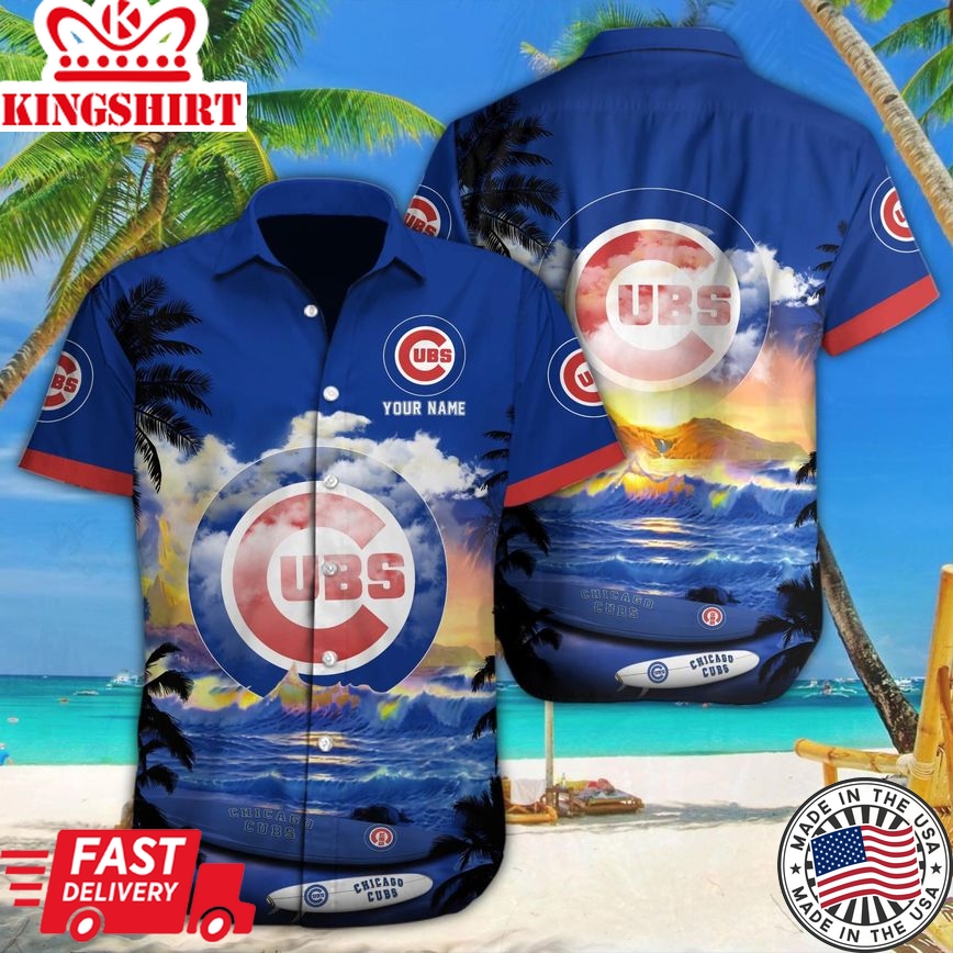 Chicago Cubs Personalized Name Tropical Beach Shirt