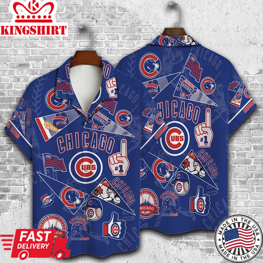 Chicago Cubs Themed Hawaiian Shirt in Vivid Design