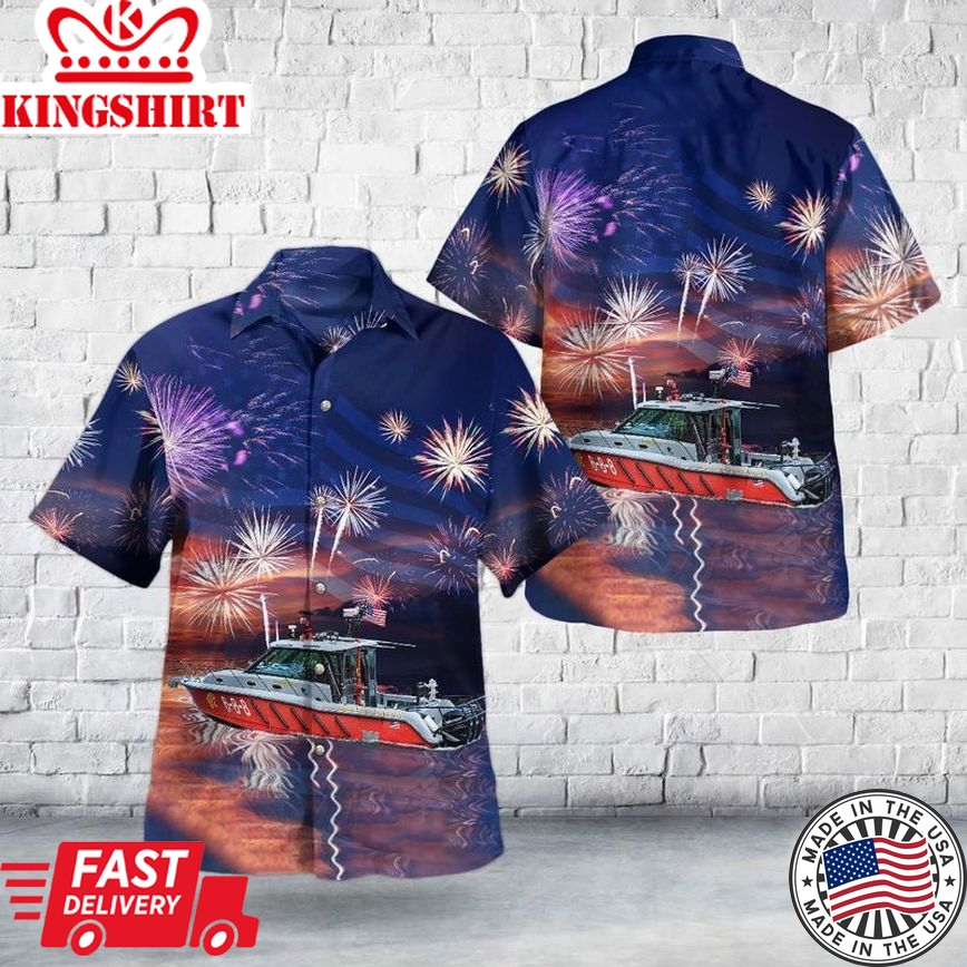 Chicago Fire Department Cfd Illinois Eugene Blackmon Fireboat, 4Th Of July Trendy Hawaiian Shirt