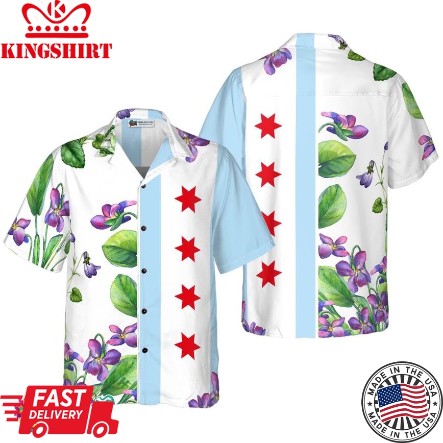 Chicago Flag Viola Sororia Hawaiian Shirt