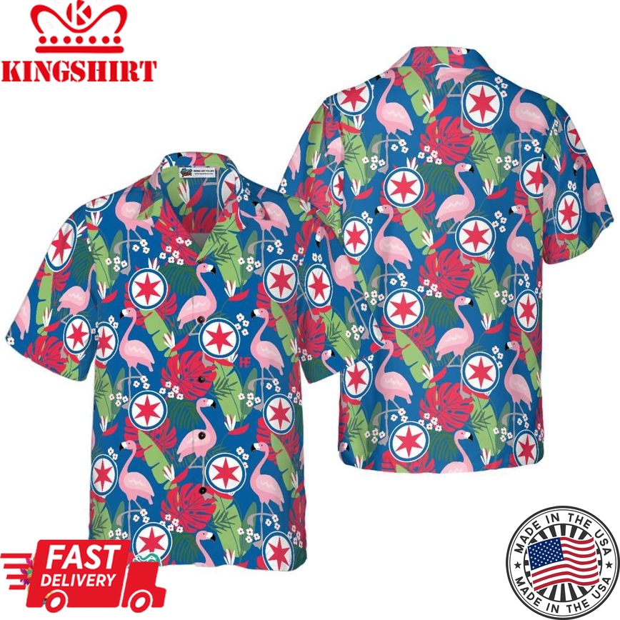 Chicago Floral Flamingo Hawaiian Shirt