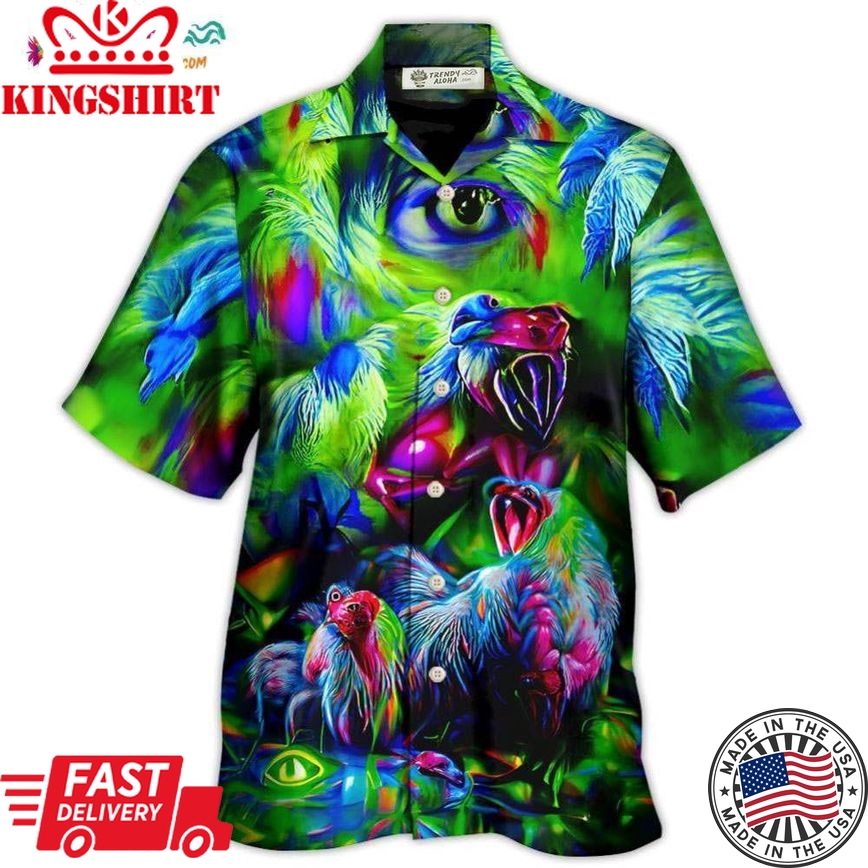 Chicken A Crowing Rooster Funny Neon Hawaiian Shirt