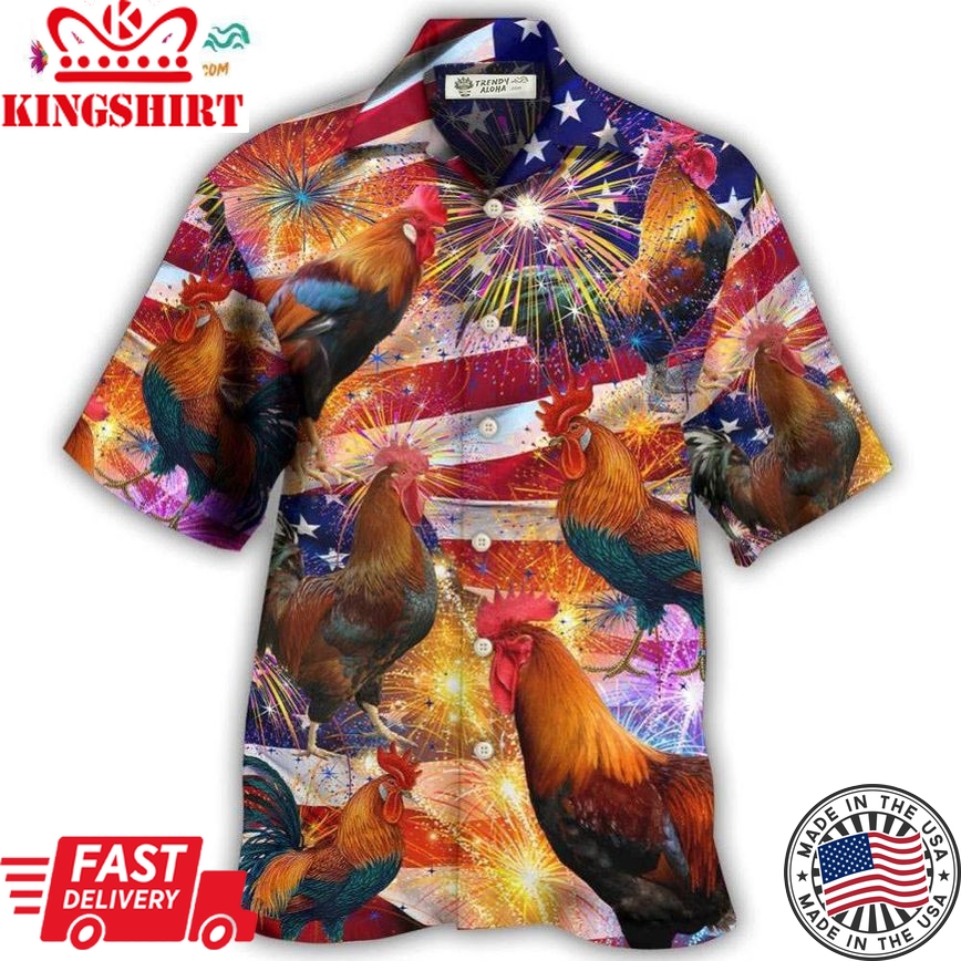 Chicken America Celebrating Independence Day Hawaiian Shirt