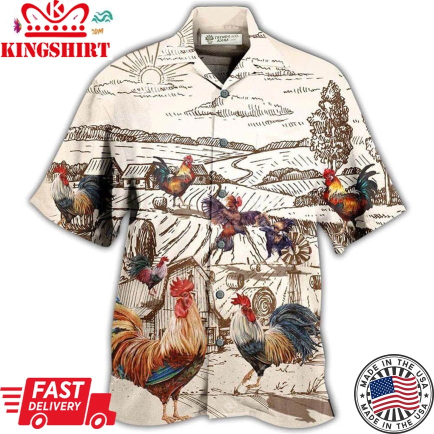 Chicken Awesome Farmer Roosters Hawaiian Shirt