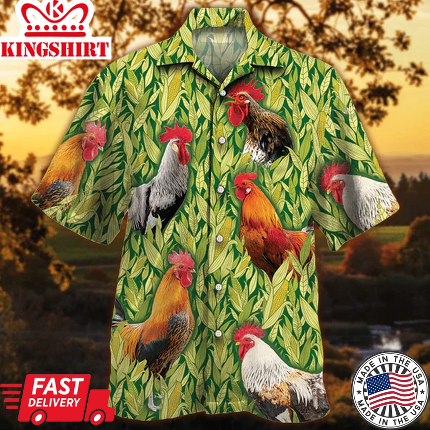 Chicken Corn Pattern Trendy Hawaiian Shirt, Summer Gifts For Men And Women