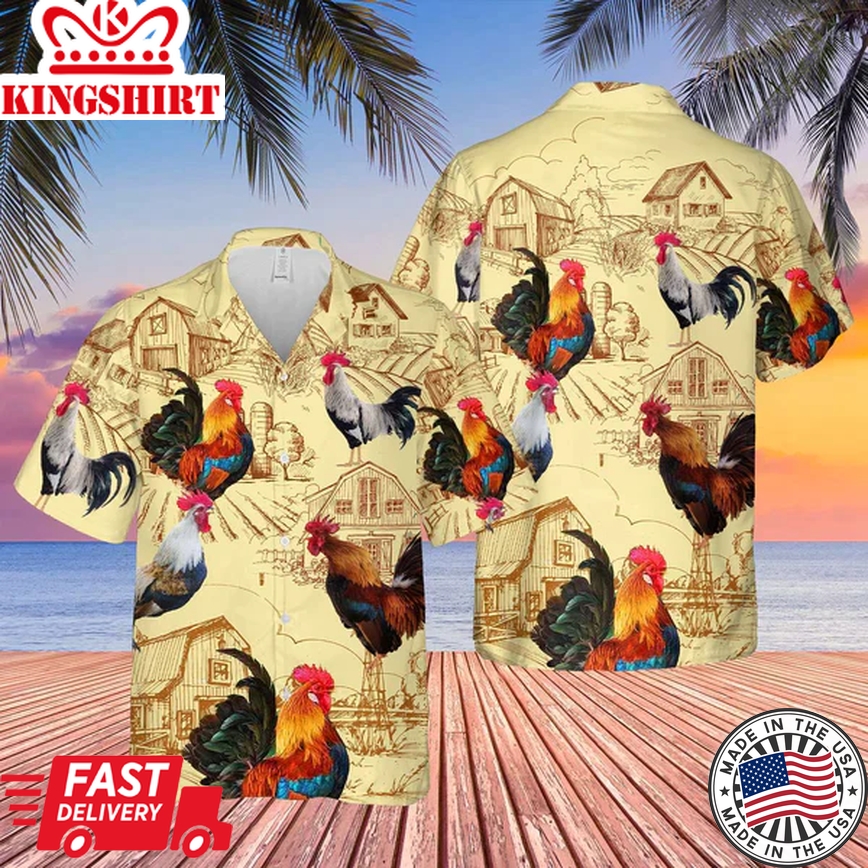 Chicken Farm Trendy Hawaiian Shirt, Summer Gifts For Men And Women