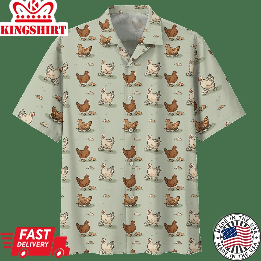 Chicken Gray Nice Design Unisex Trendy Hawaiian Shirt, Chicken Lover Trendy Hawaiian Shirt For Summer Gifts