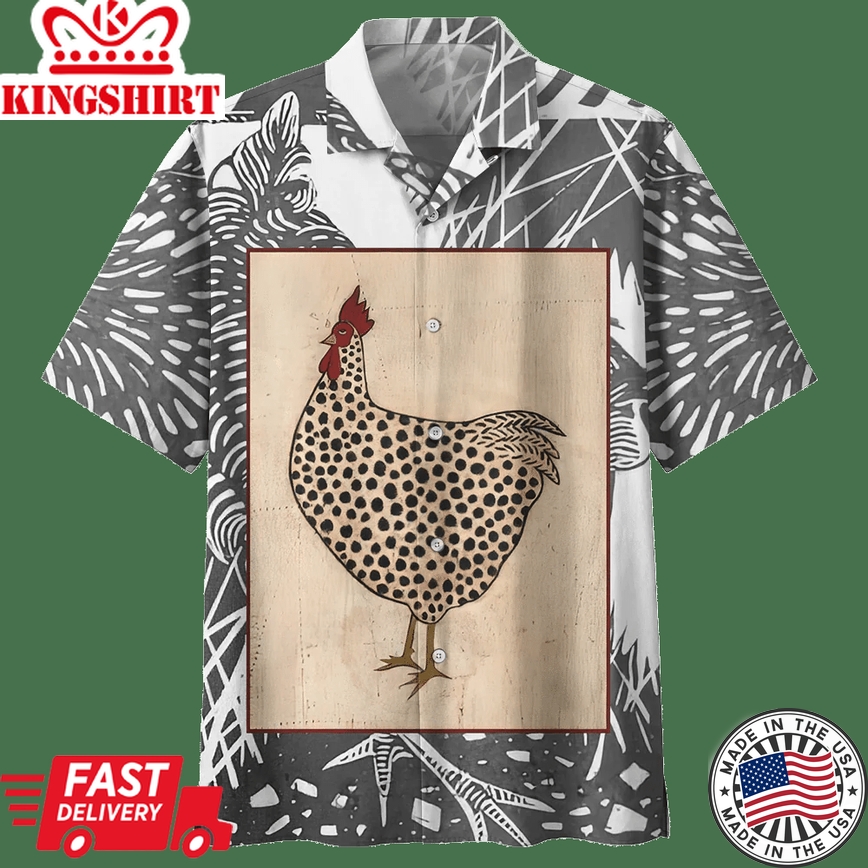 Chicken Gray Unique Design Unisex Trendy Hawaiian Shirt, Chicken Lover Trendy Hawaiian Shirt For Summer Gifts