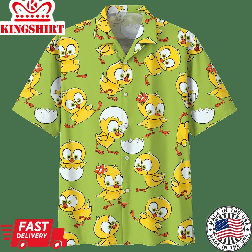 Chicken Green Amazing Design Unisex Trendy Hawaiian Shirt, Chicken Lover Trendy Hawaiian Shirt For Summer Gifts