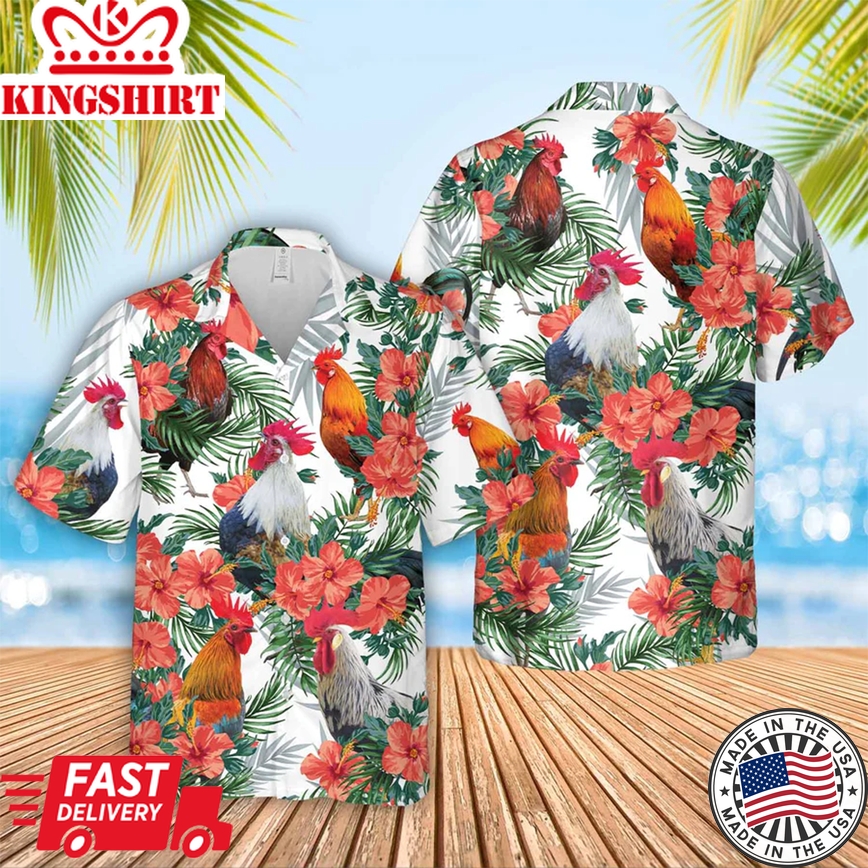 Chicken Hawaiian Flowers Trendy Hawaiian Shirt