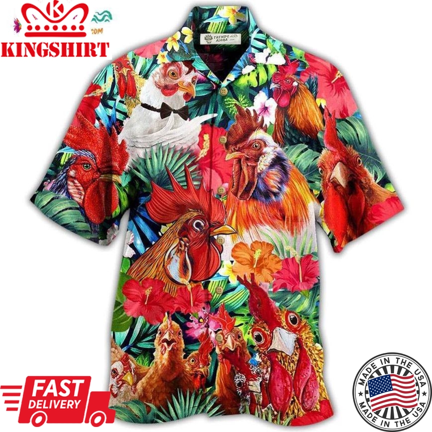 Chicken Loves Summer Tropical Style Hawaiian Shirt