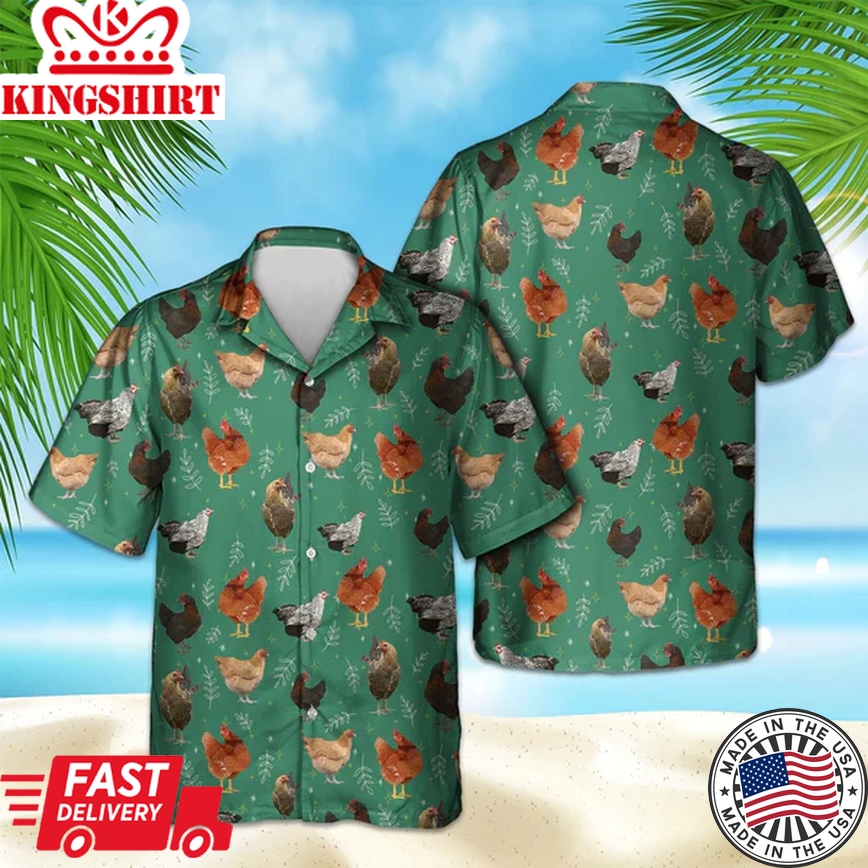 Chicken Pattern Trendy Hawaiian Shirt, Chicken Trendy Hawaiian Shirt, Summer Gifts For Men And Women