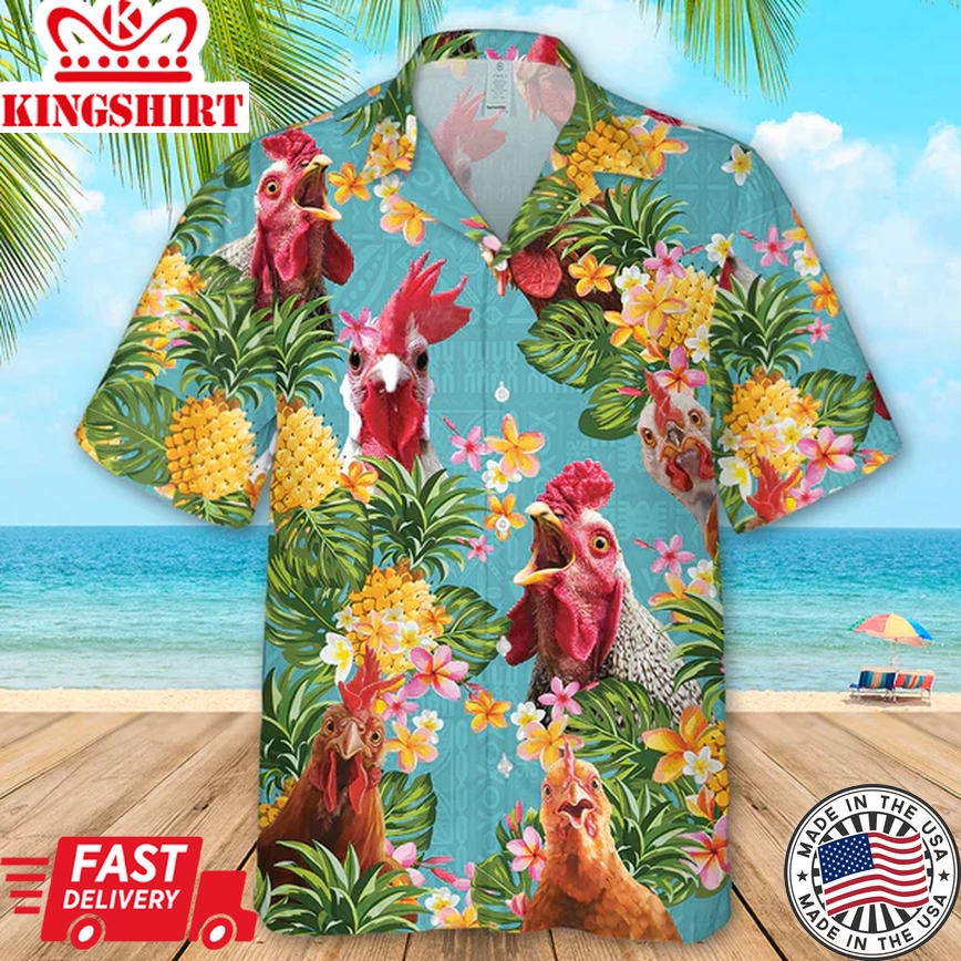 Chicken Pineapple Trendy Hawaiian Shirt, Summer Gifts For Men And Women