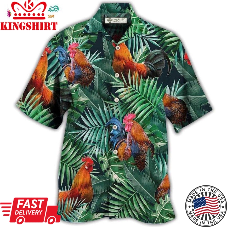 Chicken Rooster Tropical Summer Vibes Hawaiian Shirt