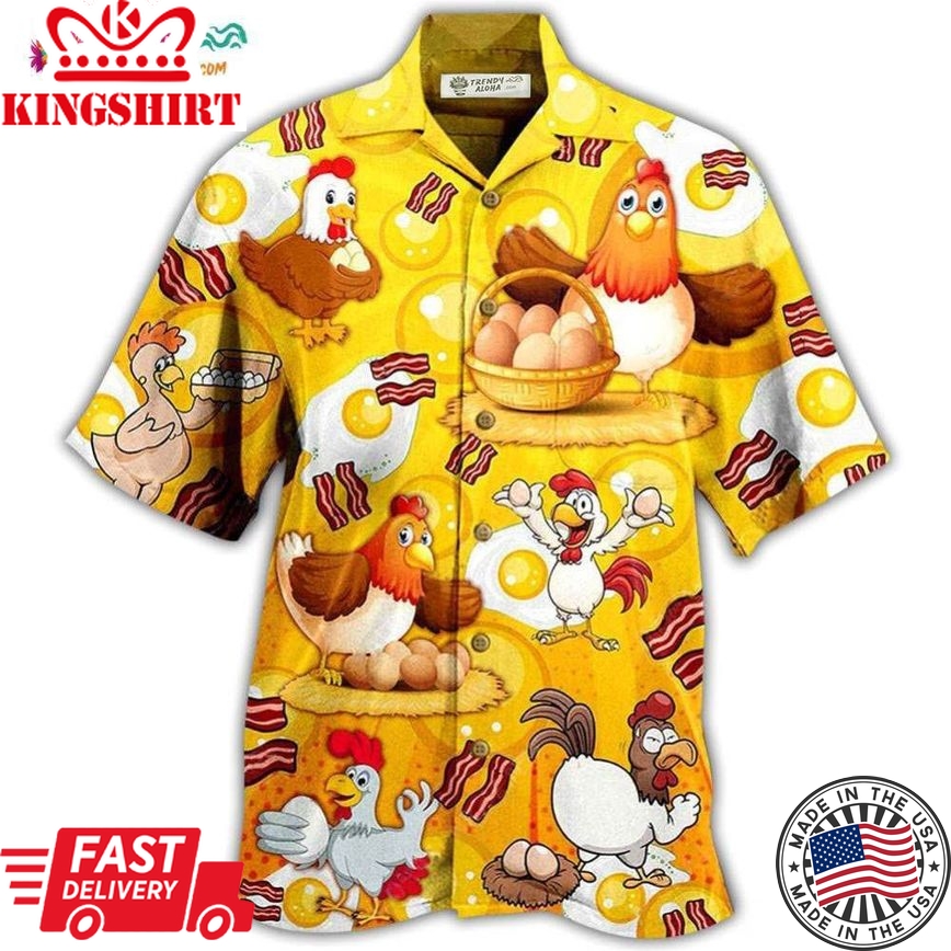 Chicken The Pet That Poops Breakfast Hawaiian Shirt