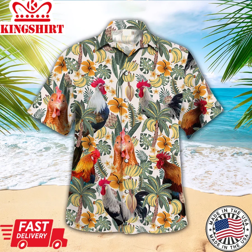 Chicken Trendy Hawaiian Shirt, Animal Trendy Hawaiian Shirts, Farmer Shirt For Men And Women