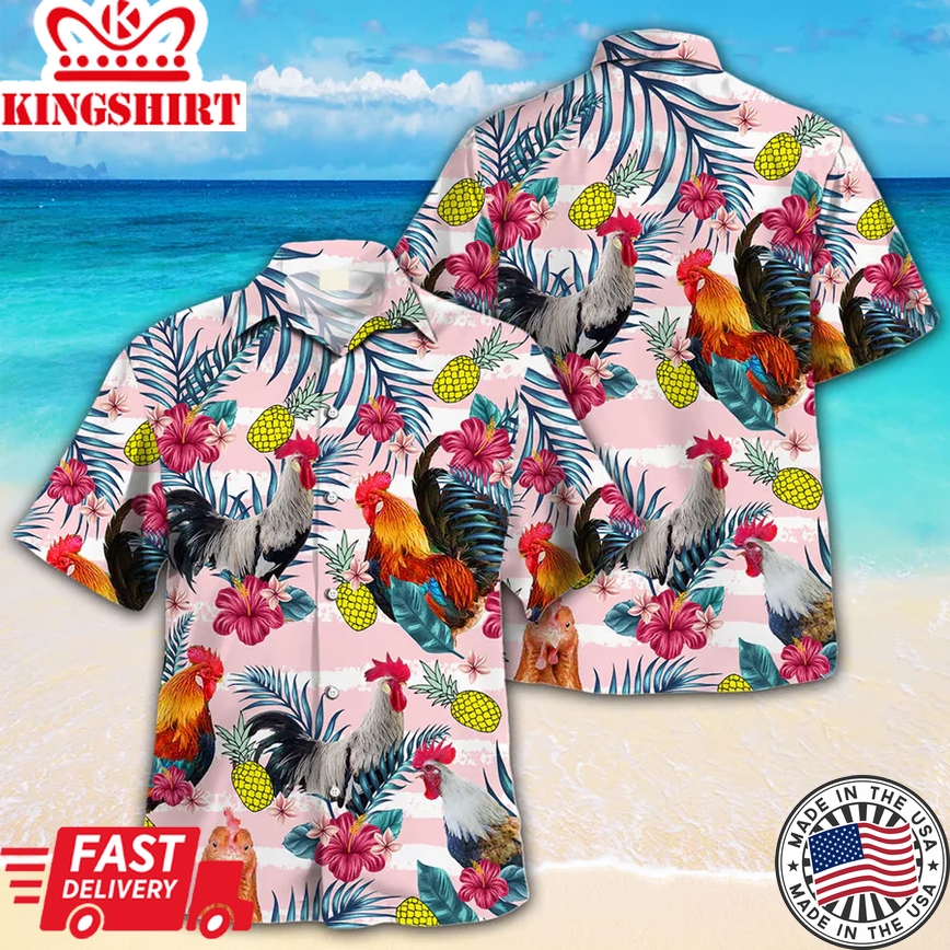 Chicken Trendy Hawaiian Shirt For Farm Lovers, Summer Trendy Hawaiian Shirt For Men And Women