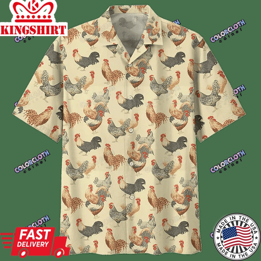 Chicken Trendy Hawaiian Shirt For Farmer, Chicken Lover Trendy Hawaiian Shirt For Summer Gifts