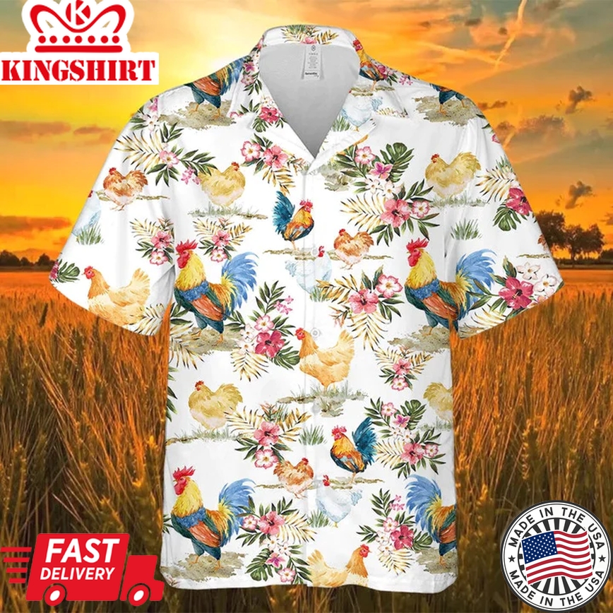 Chicken Trendy Hawaiian Shirt, Summer Aloha Shirt Men And Women