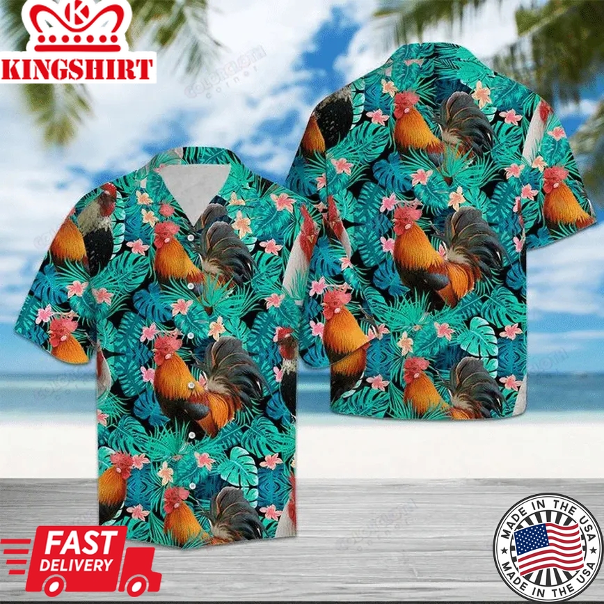 Chicken Tropical Trendy Hawaiian Shirt, Chicken Lover Trendy Hawaiian Shirt For Summer Gifts