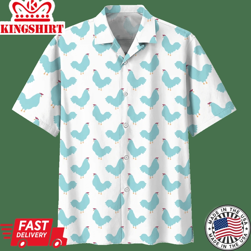 Chicken White High Quality Unisex Trendy Hawaiian Shirt, Chicken Lover Trendy Hawaiian Shirt For Summer Gifts