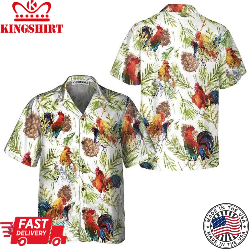 Chicken With Christmas Plants Hawaiian Shirt, Unique Christmas Chicken Shirt, Best Christmas Gift Idea