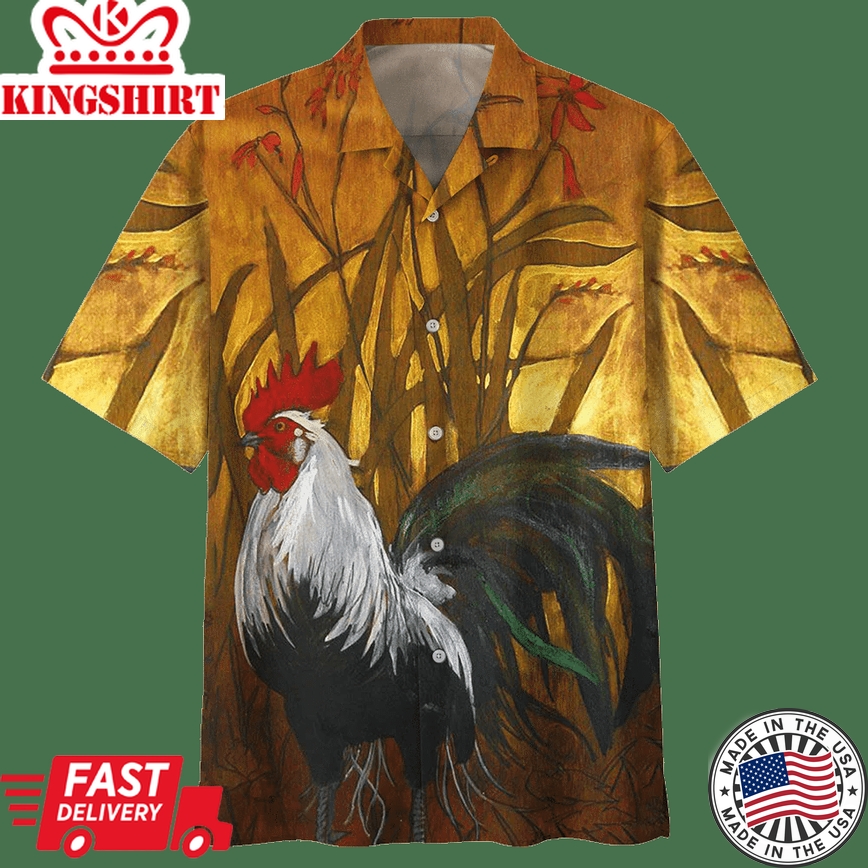 Chicken Yellow Nice Design Unisex Trendy Hawaiian Shirt, Chicken Lover Trendy Hawaiian Shirt For Summer Gifts