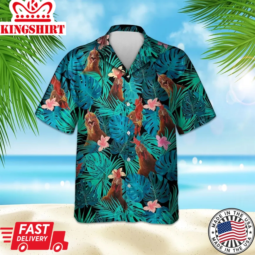 Chickens Trendy Hawaiian Shirt, Chicken Lover Trendy Hawaiian Shirt For Summer Gifts