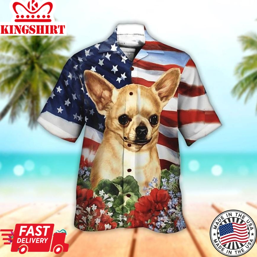 Chihuahua Hawaiian Shirt Patriotic Chihuahua, Aloha Hawaiian Shirts