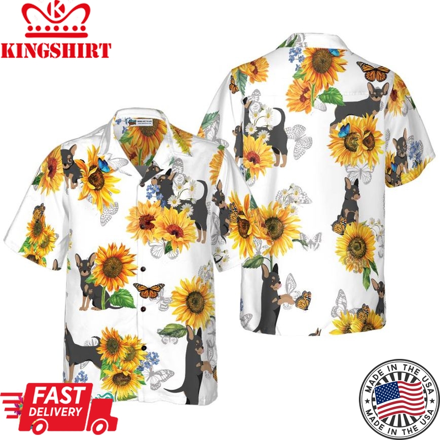 Chihuahua Lover With Sunflower Hawaiian Shirt