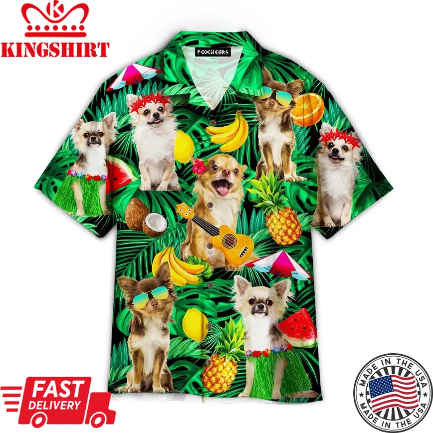 Chihuahua Summer Leaves Fruits Trendy Hawaiian Shirt