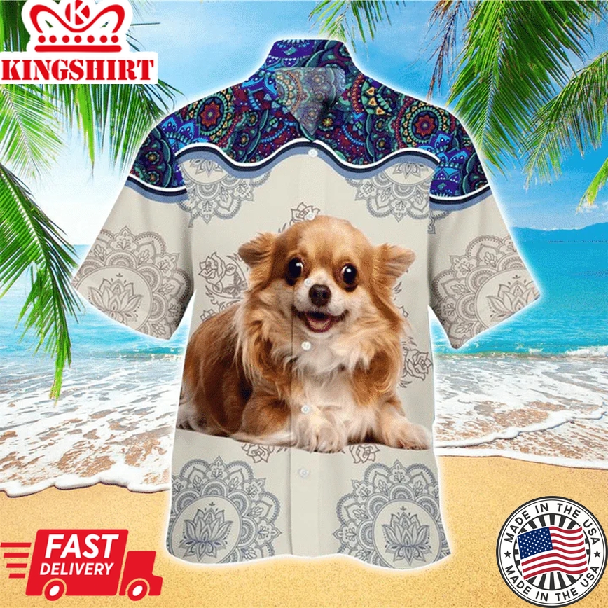 Chihuahua Terrier Trendy Hawaiian Shirt, Chihuahua Clothing, Flowers Aloha Shirt For Dog Lovers