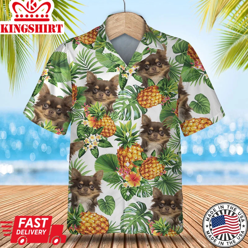 Chihuahua Tropical Pattern Trendy Hawaiian Shirt, Dog Lover Trendy Hawaiian Shirt, Summer Gift For Men And Women