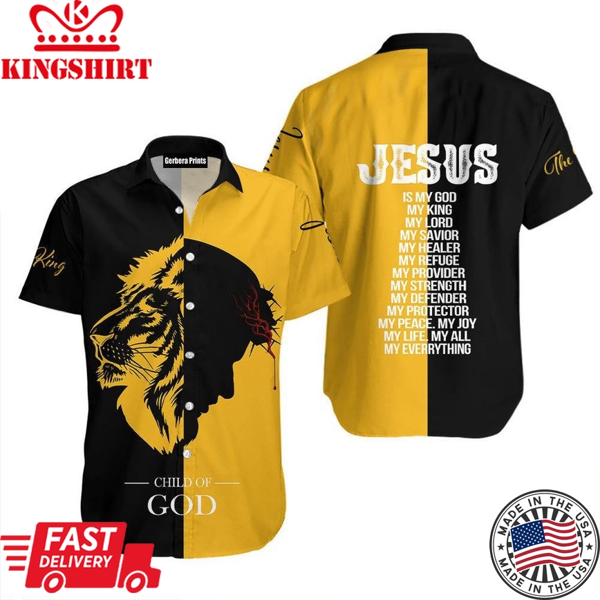 Child Of God Yellow Jesus Aloha Hawaiian Shirts For Men & For Women |