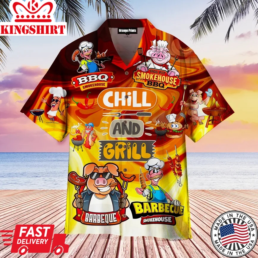 Chilling And Griliing Pig Aloha Trendy Hawaiian Shirts