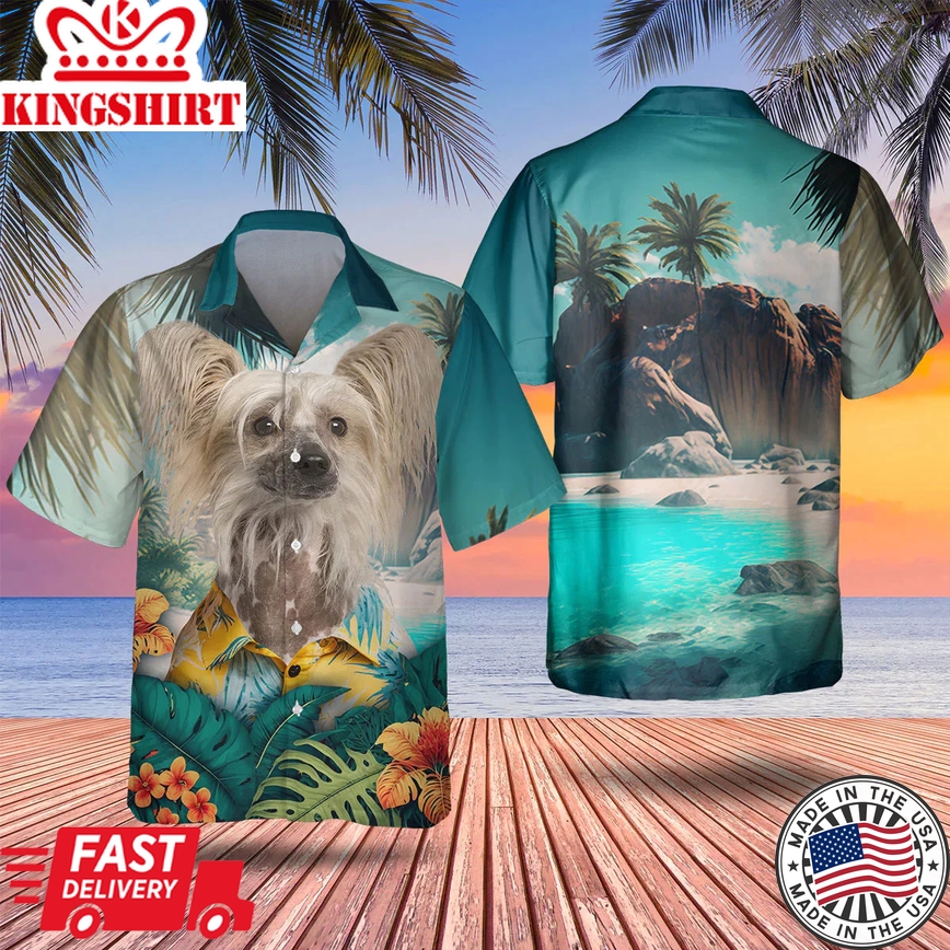 Chinese Crested 3D Tropical Trendy Hawaiian Shirt, Dog Trendy Hawaiian Shirt, Summer Gifts For Dog Lover