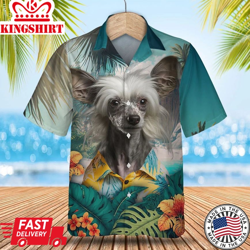 Chinese Crested Tropic Escape - Explore Hawaii in Style with this Exquisite Shirt