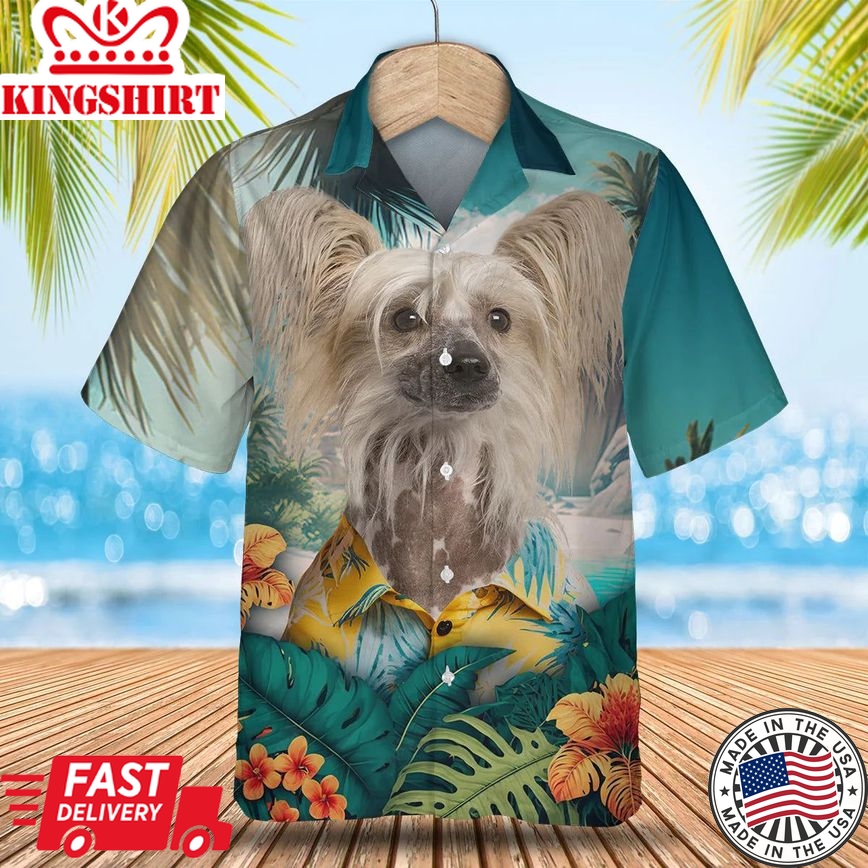 Chinese Crested Tropical Paradise - Embrace the Tropical Vibes with this 3D Trendy Hawaiian Shirt