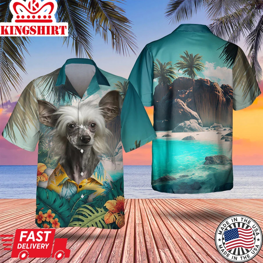 Chinese Crested Tropical Trendy Hawaiian Shirt, Dog Trendy Hawaiian Shirt, Summer Gifts For Dog Lover