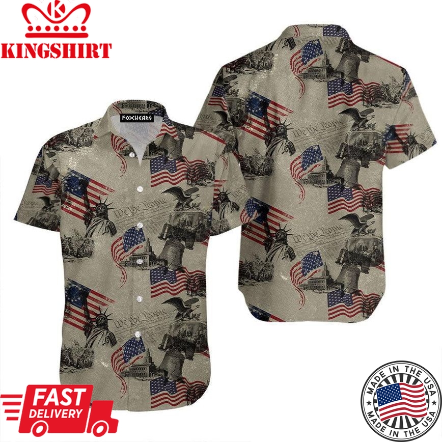 Christian American Flag Trendy Hawaiian Shirt