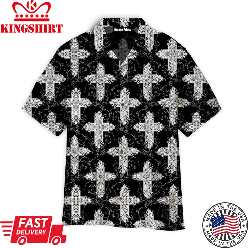 Christian Jesus Cross Pattern Aloha Hawaiian Shirts For Men & For Women |