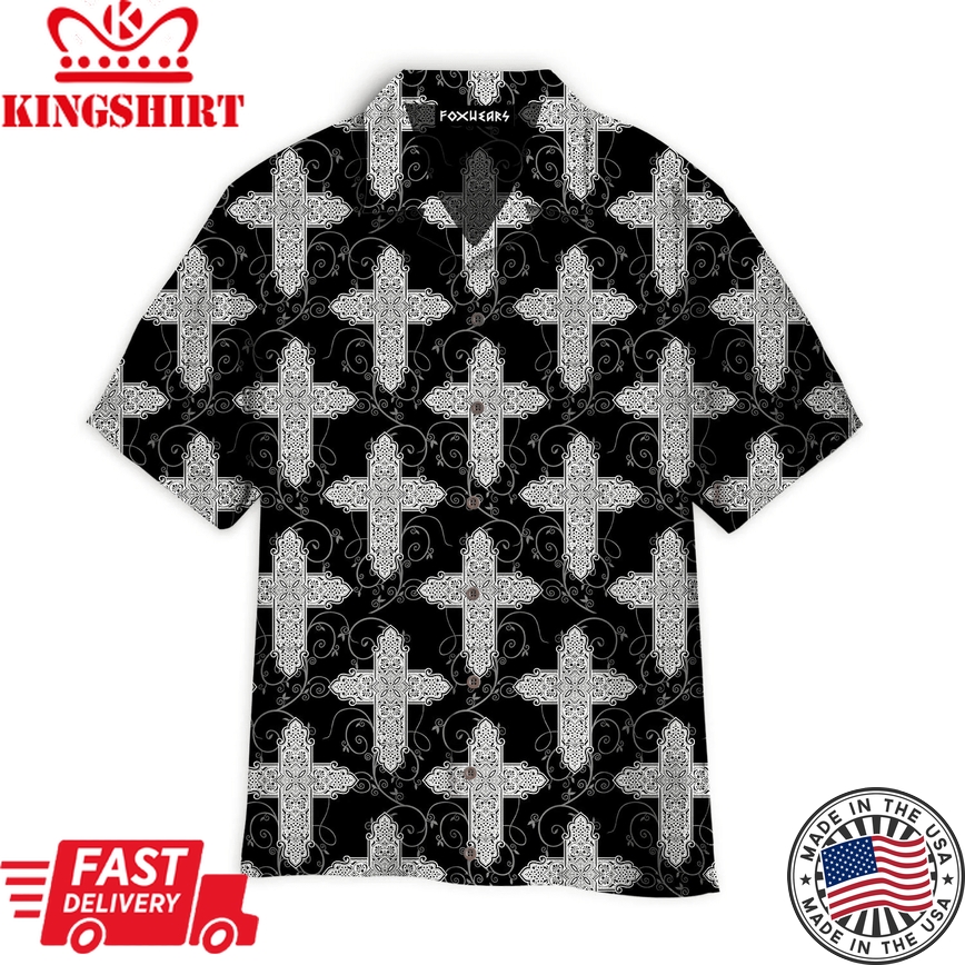 Christian Jesus Cross Pattern Aloha Trendy Hawaiian Shirts