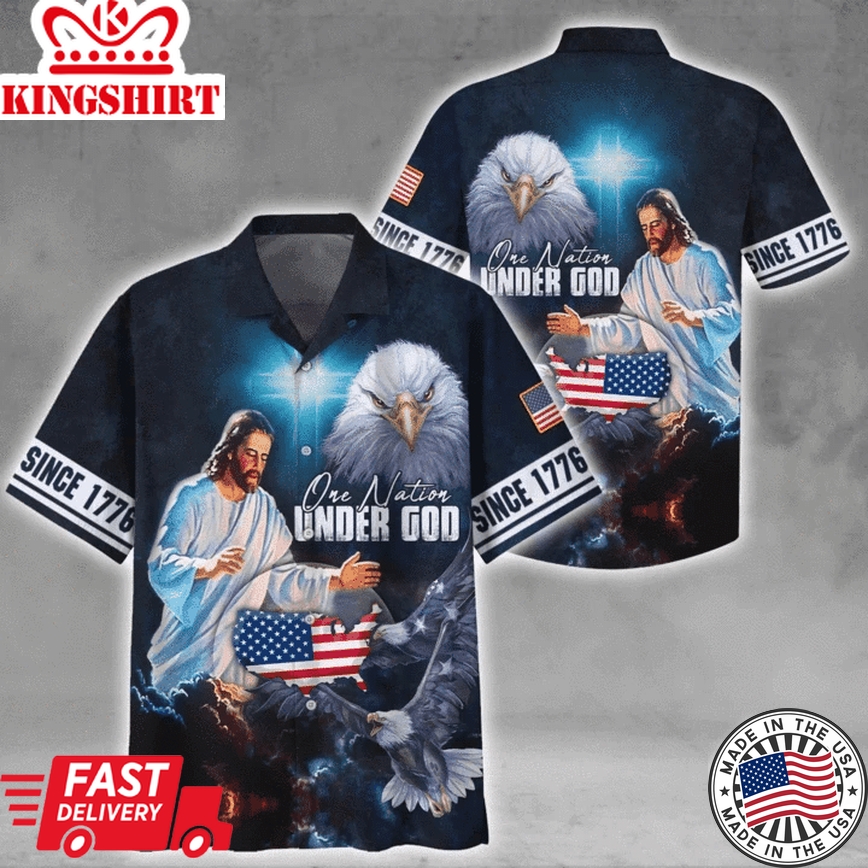 Christian Jesus One Nation Under God Since 1776 Hawaiian Shirt