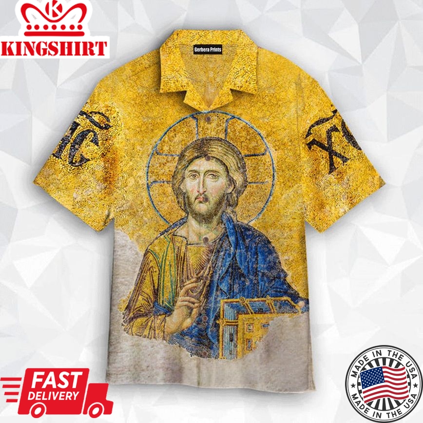 Christian Orthodox Jesus Gold Aloha Hawaiian Shirts For Men And For Women